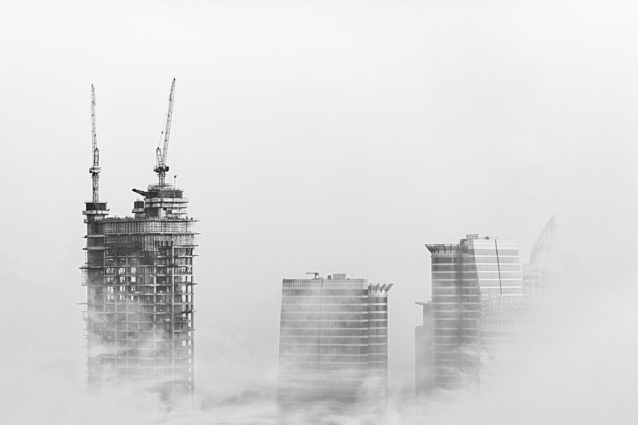 skyline under construction foggy skyline under construction